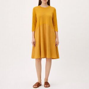 cos asymmetric draped midi dress Unique Vintage Black Asymmetrical Neck Swing Dress